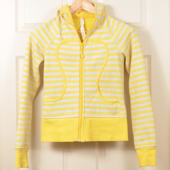 lululemon athletica Tops - 10. Lulu 2 Scuba Hoodie Yellow Grey stripe